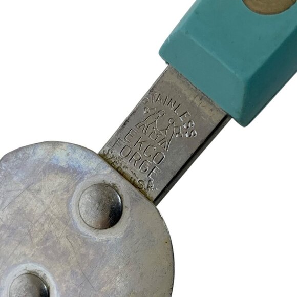 Vintage Ekco Forge Stainless Steel Icing Spreader With Teal Handle Made in USA - Picture 3 of 4